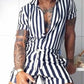 Conjunto Casual Masculino Camisa e Shorts Listrados