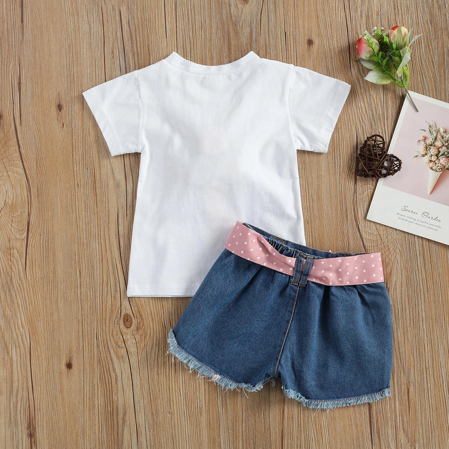 Conjunto Infantil Blusa Sorvete 3D E Shorts Jeans