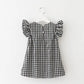 Vestido Infantil Xadrez Com Manga De Babado