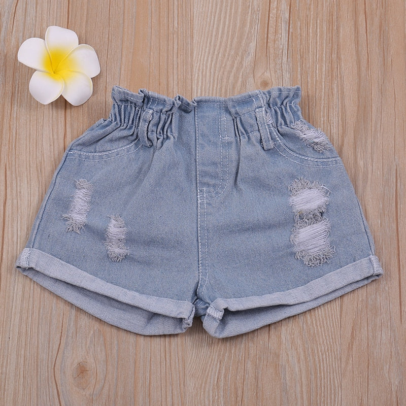 Conjunto Blusa Aplicações Flores Shorts Jeans