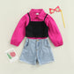 Conjunto Infantil 3 Peças Camisa, Colete e Shorts Jeans