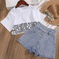 Conjunto Infantil Blusa Crooped E Shorts Jeans