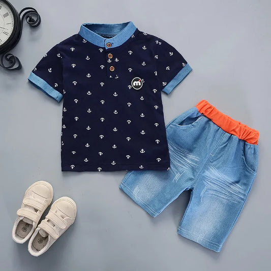 Conjunto Infantil Camiseta Estampada E Bermuda Jeans