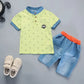 Conjunto Infantil Camiseta Estampada E Bermuda Jeans