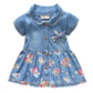 Vestido Jeans Infantil Estampa Floral