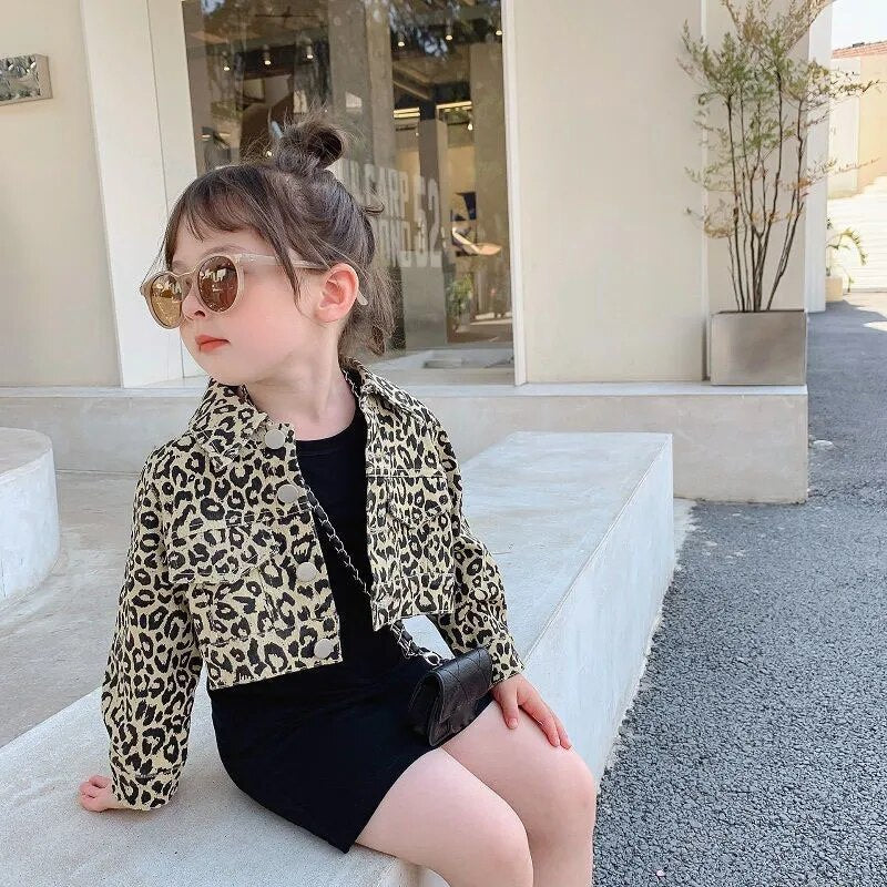 Conjunto Infantil Vestido Tubinho E Jaqueta Estampa De Leopardo