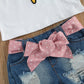 Conjunto Infantil Blusa Sorvete 3D E Shorts Jeans