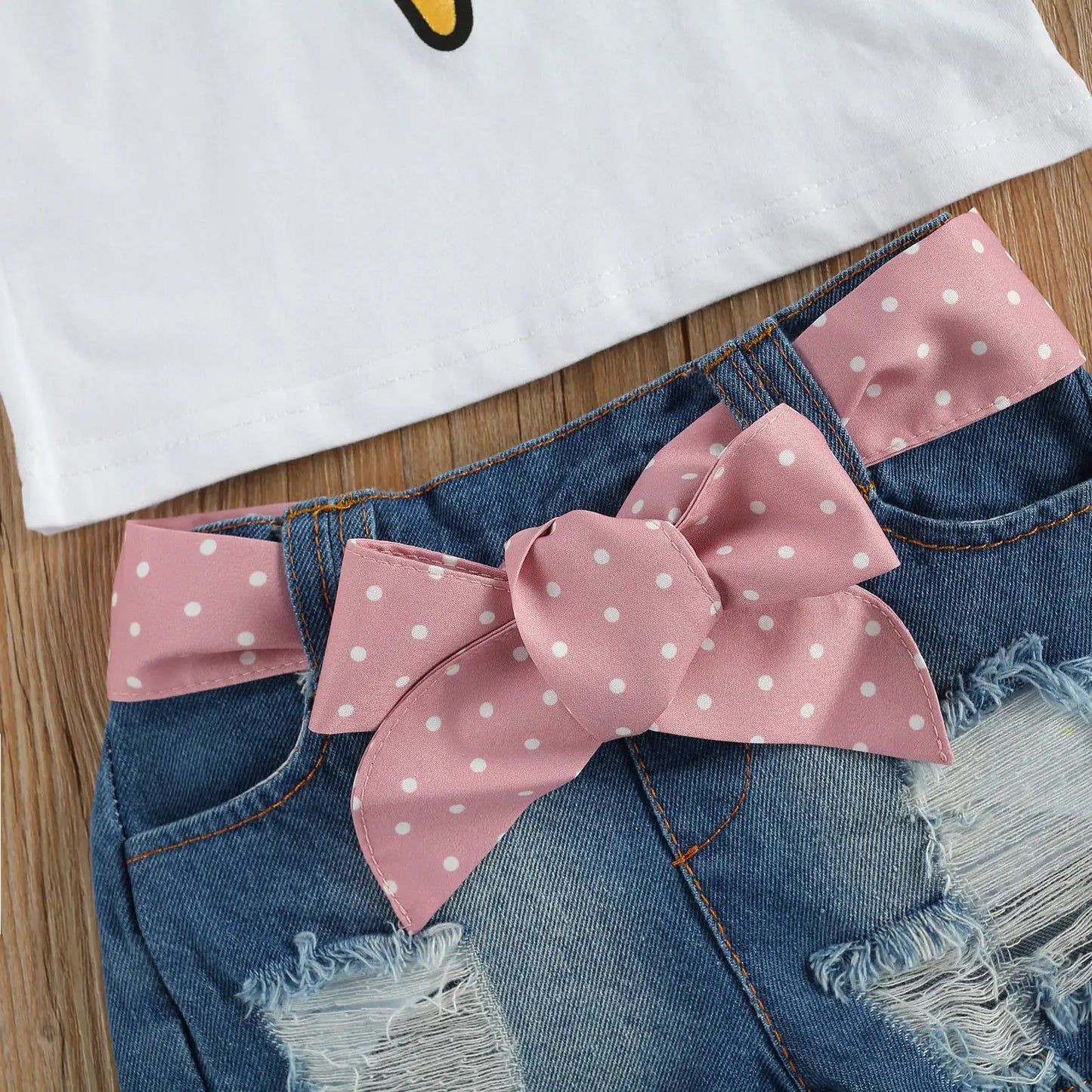 Conjunto Infantil Blusa Sorvete 3D E Shorts Jeans