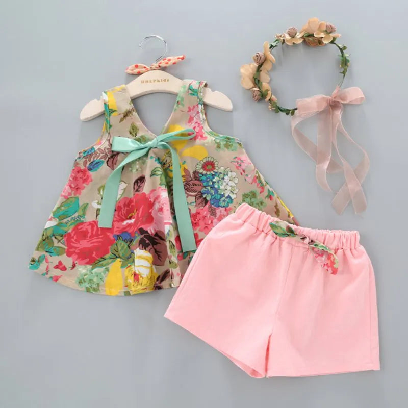 Conjunto Infantil Regata Floral E Shorts