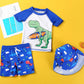 Conjunto Infantil Roupa De Banho Estampado Blusa, Bermuda E Chapéu