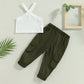 Conjunto Infantil Calça Cargo E Cropped Canelado