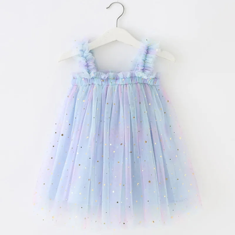 Vestido Infantil Em Tule Com Brilhos