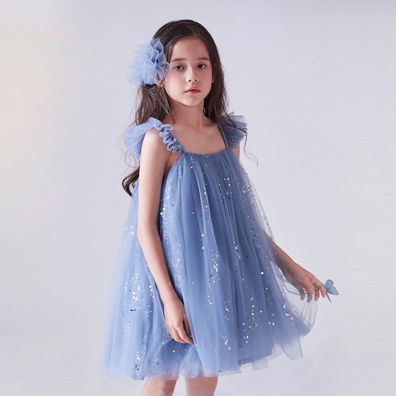 Vestido Infantil Tule Rodado Com Brilhos