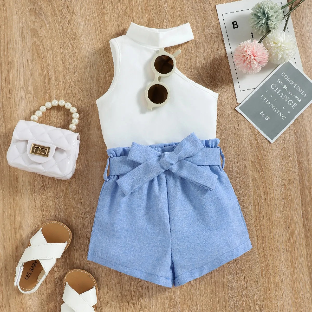 Conjunto Infantil Blusa Um Ombro Só E Shorts Casual