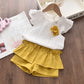 Conjunto Infantil  Blusa Com Renda E Shorts Com Bolso Externo