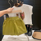 Conjunto Infantil T-Shirt Com Estampa De Gato E Shorts