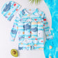 Roupa De Banho Infantil Estampa Fundo Do Mar Com Flutuador