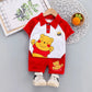 Conjunto Infantil Blusa Polo E Bermuda Estampadas Ursinho Pooh