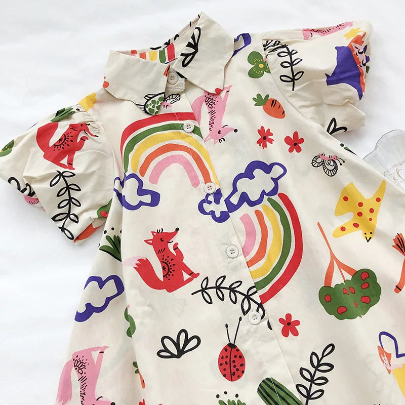 Vestido Infantil Casual Estampa Desenhos