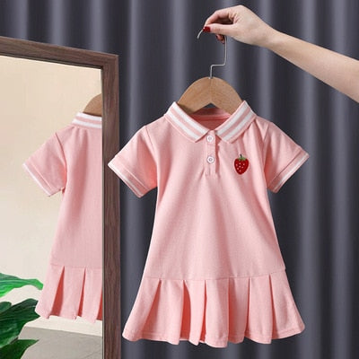 Vestido Infantil Polo Com Babados na Barra e Manga