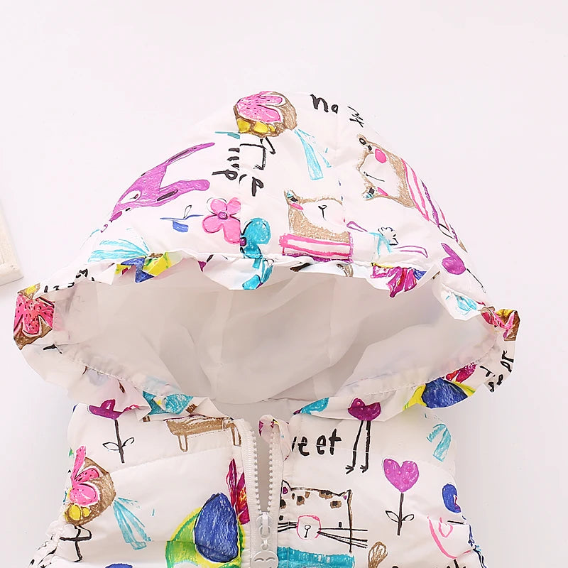 Colete Puff Infantil Com Capuz Estampado