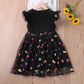 Vestido Infantil Em Tule Com Bordado Floral