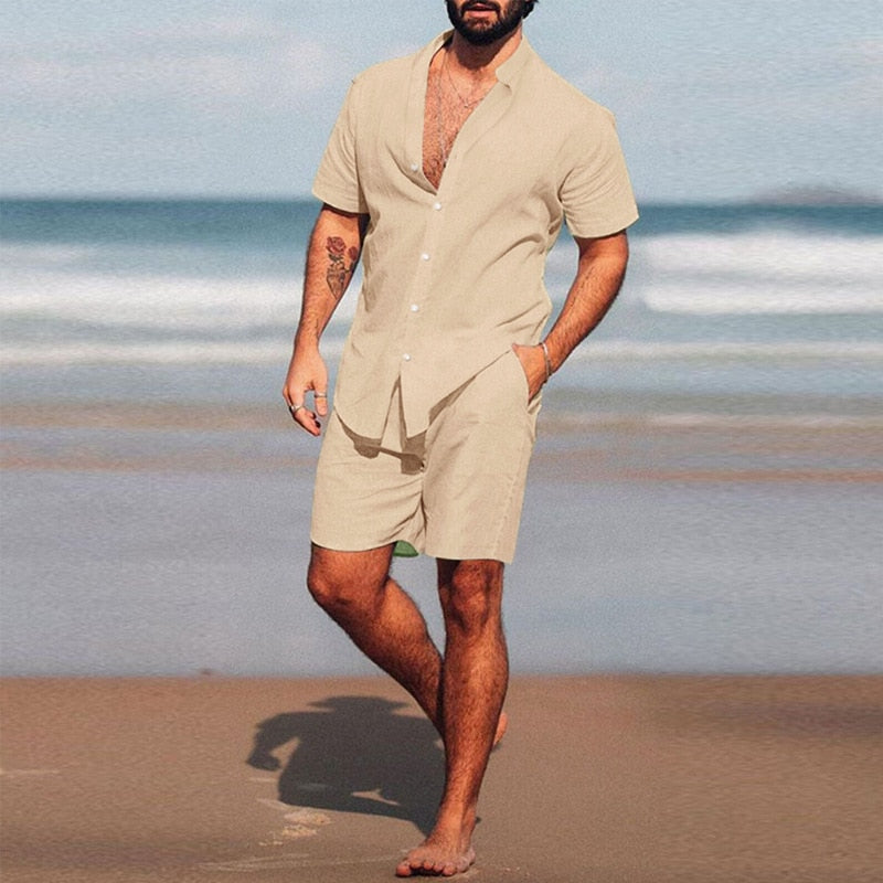 Conjunto Masculino Casual Camisa e Shorts