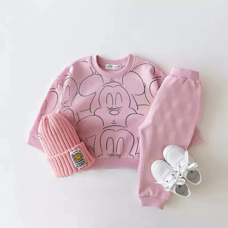 Conjunto Infantil Blusa Manga Longa Estampa Do Mickey E Calça