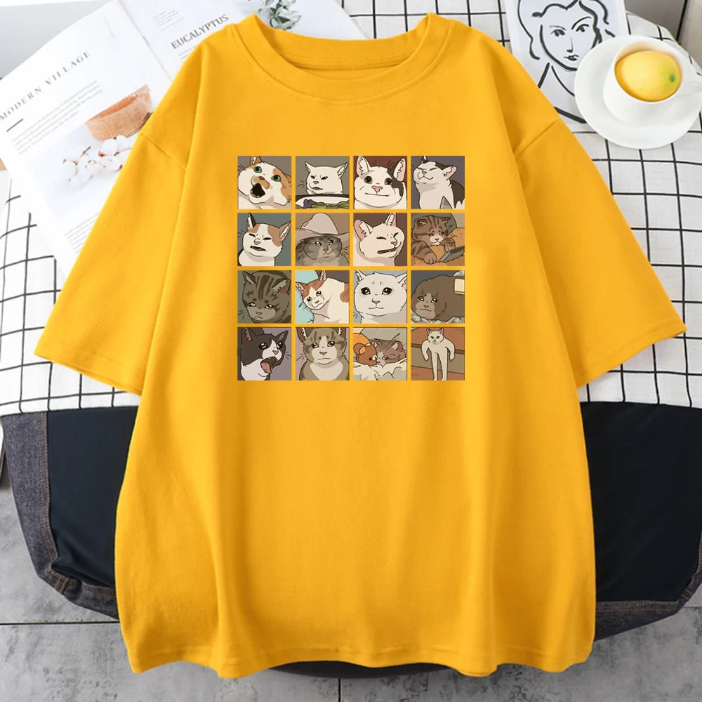 Camiseta Masculina Caricaturas De Gatos