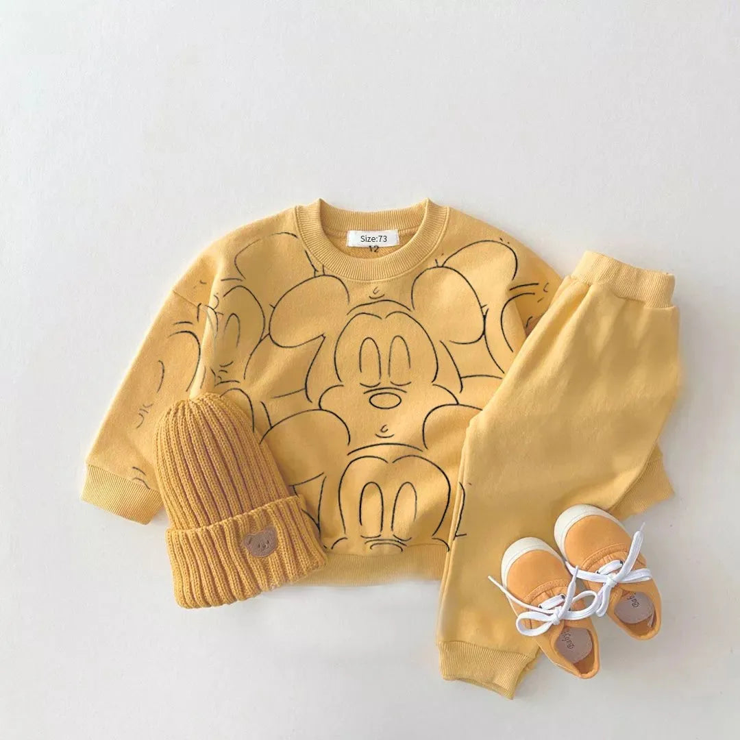 Conjunto Infantil Blusa Manga Longa Estampa Do Mickey E Calça