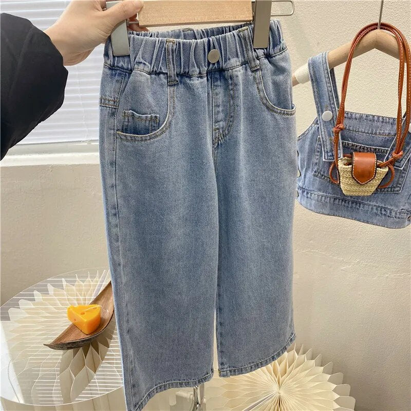 Conjunto Infantil Jeans Top E Calça