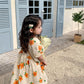 Vestido Infantil Floral Com Mangas Bufantes