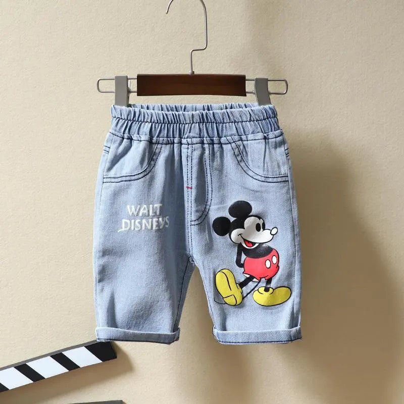 Conjunto Infantil Mickey Mouse Blusa E Bermuda Jeans