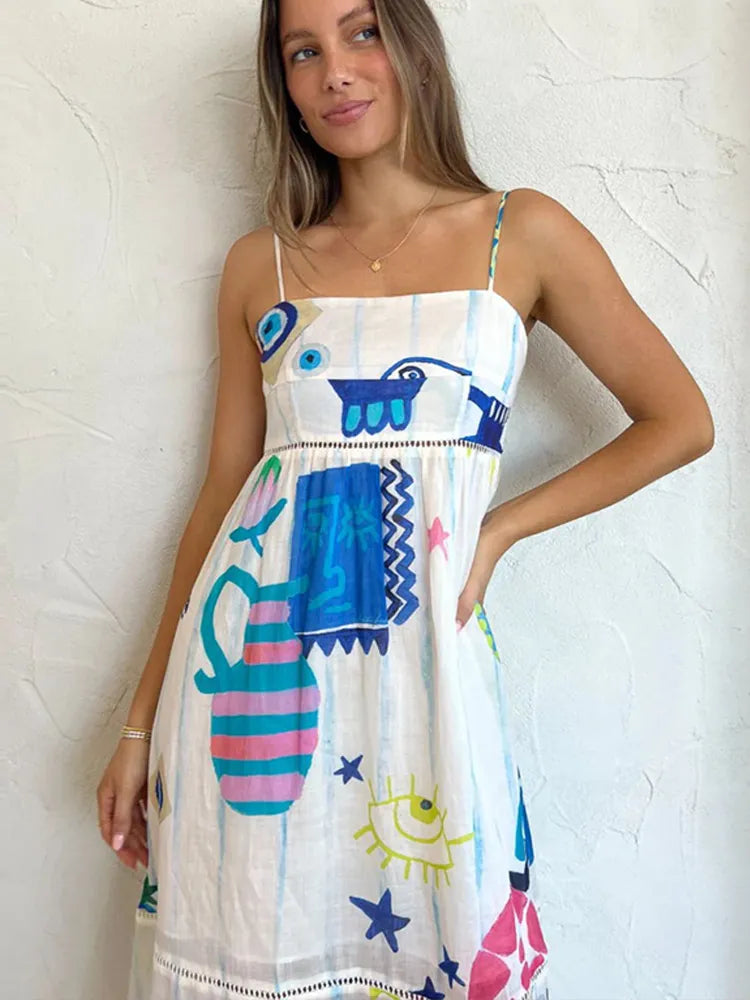 Vestido Midi Mix Estampas Grego