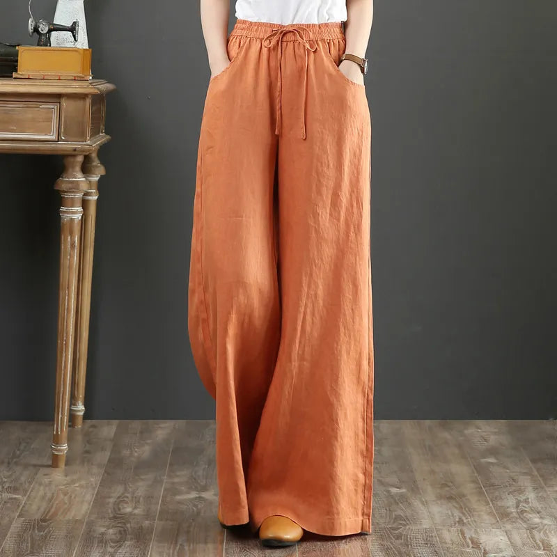 Calça Pantalona Em Linho