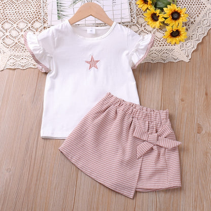 Conjunto Meninas Blusa Estrela Shorts Envelope