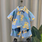 Conjunto Infantil Camiseta E Bermuda Jeans Com Desenhos De Ursinho