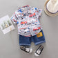 Conjunto Infantil Camisa Estampa De Carros E Bermuda Jeans