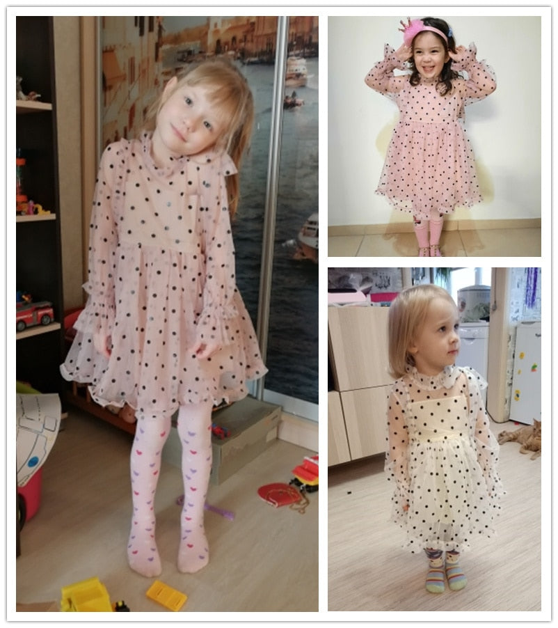 Vestido Infantil Manga Longa em Tule