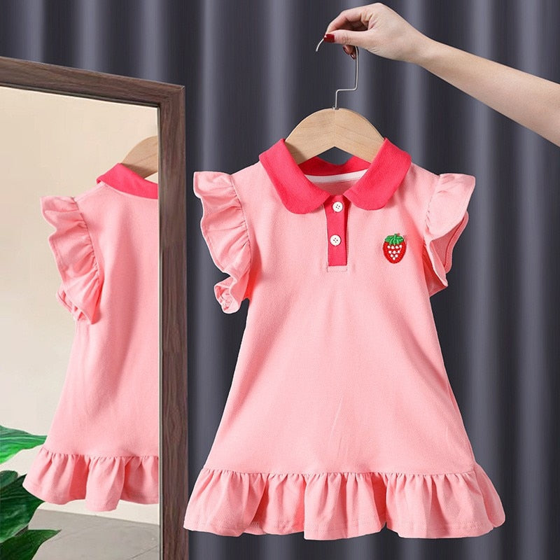 Vestido Infantil Polo Com Babados na Barra e Manga