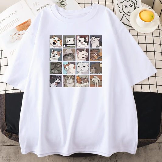 Camiseta Masculina Caricaturas De Gatos