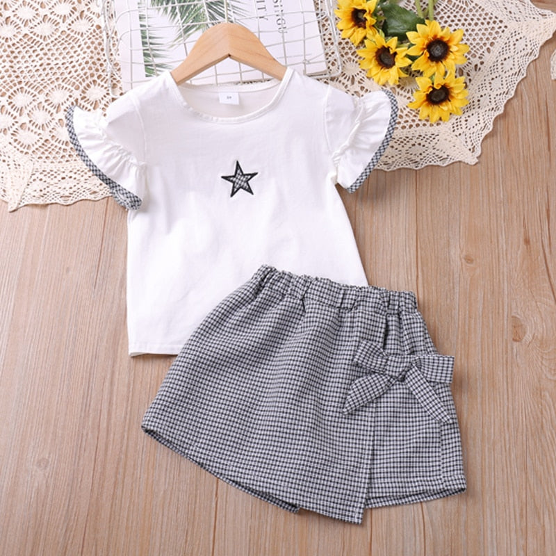 Conjunto Meninas Blusa Estrela Shorts Envelope