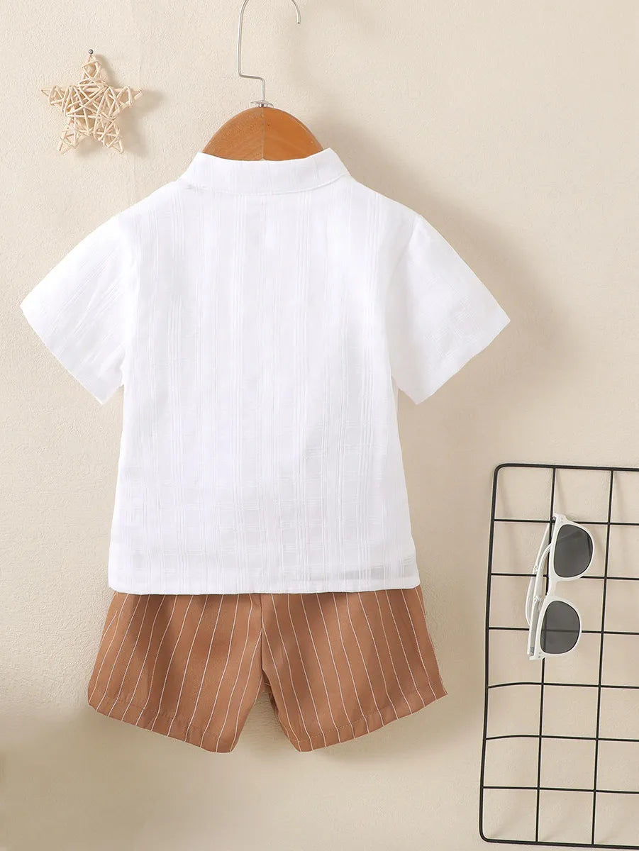 Conjunto Infantil Camisa Manga Curta E Bermuda Listrada