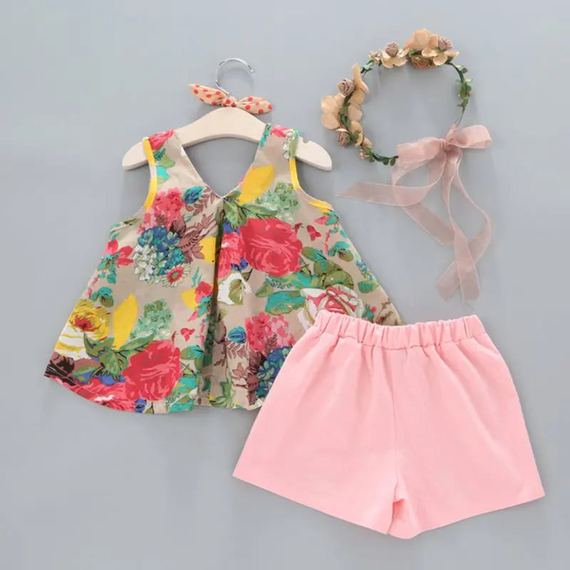 Conjunto Infantil Regata Floral E Shorts