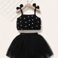 Conjunto Infantil Top De Bolinhas E Saia De Tule