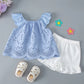 Conjunto Infantil Blusa Em Laise E Shorts