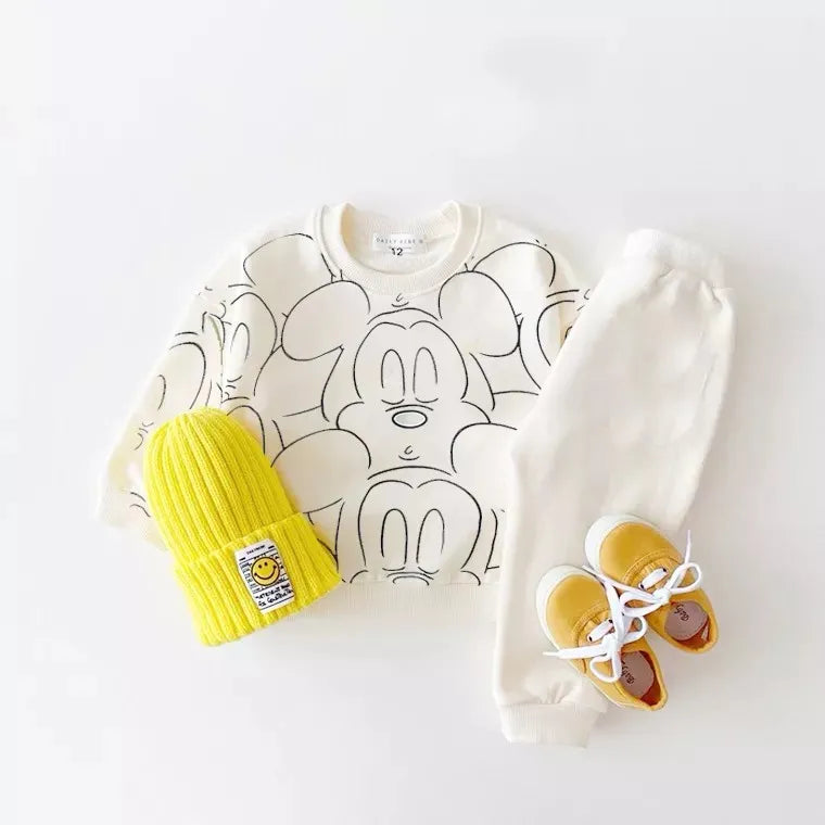 Conjunto Infantil Blusa Manga Longa Estampa Do Mickey E Calça