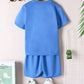 Conjunto Infantil Azul Blusa E Bermuda Com Costura Externa