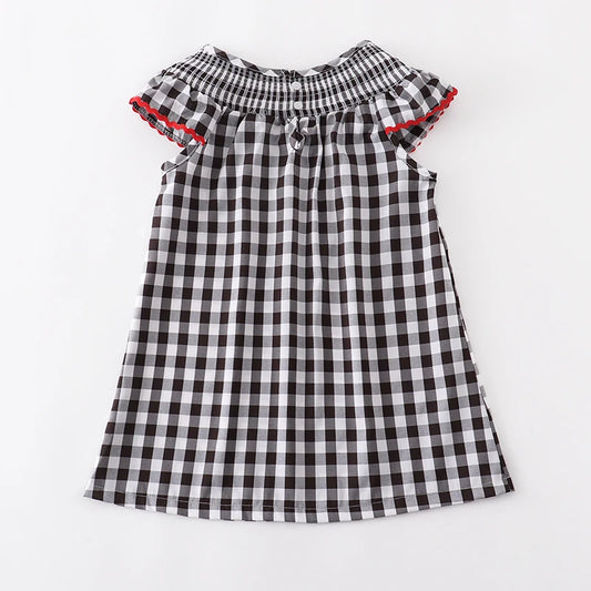 Vestido Infantil Xadrez Com Detalhes De Maças