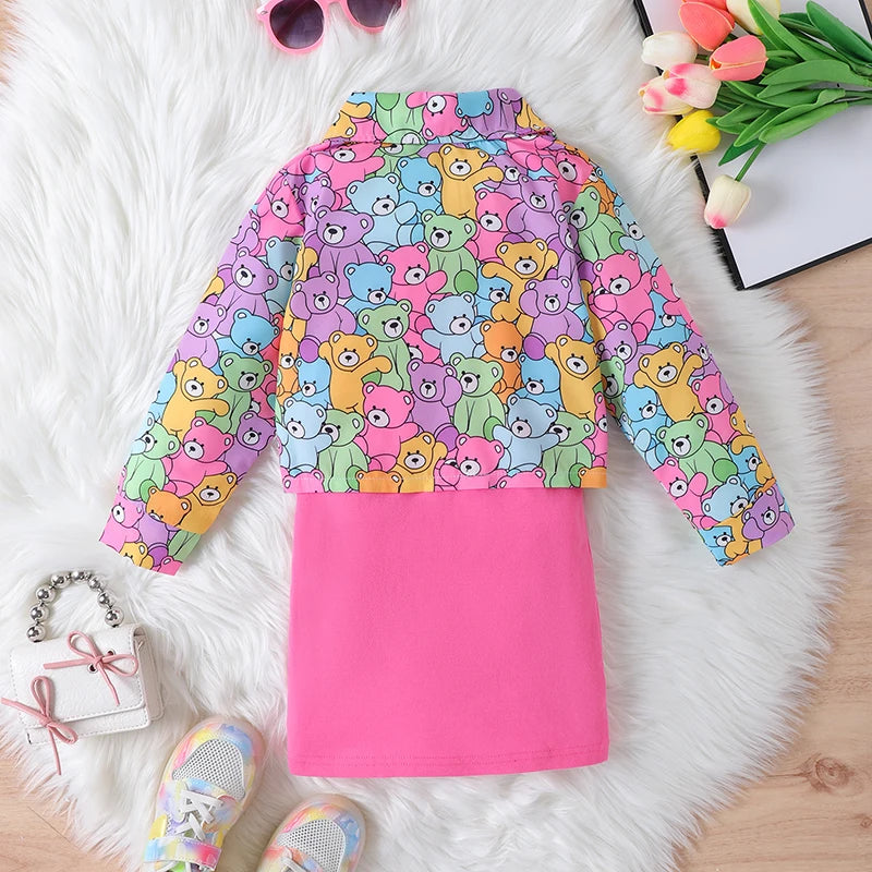 Conjunto Infantil Vestido Tubinho E Camisa Estampada De Ursinhos